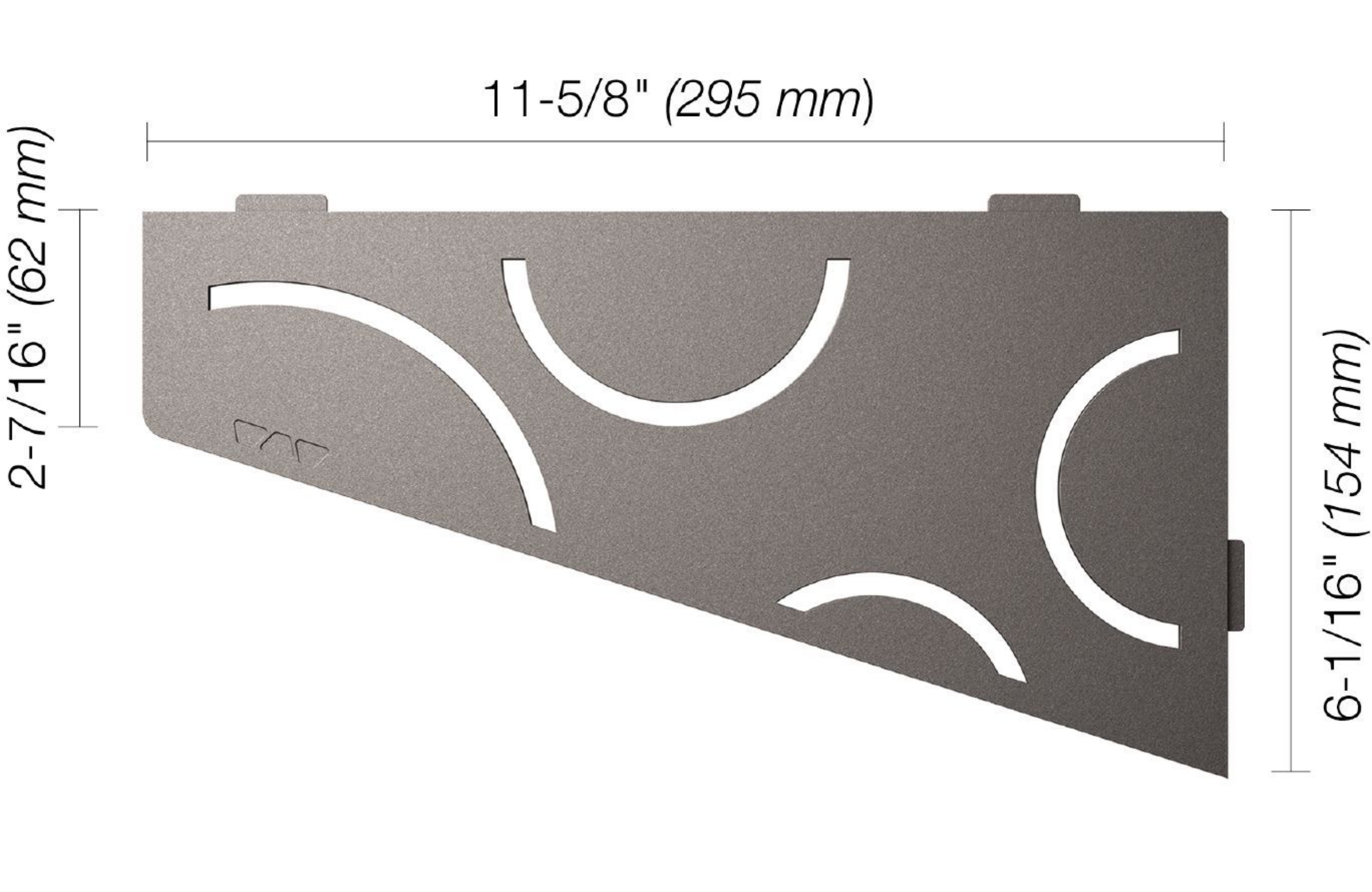 Schluter Shelf-E Quadrilat Coin Curve Étain SES3D6TSG