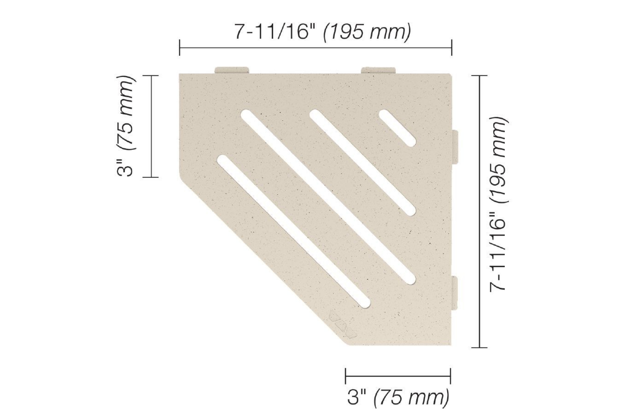 Schluter Shelf-E Pentagone Coin Wave Ivoire SES2D10TSI